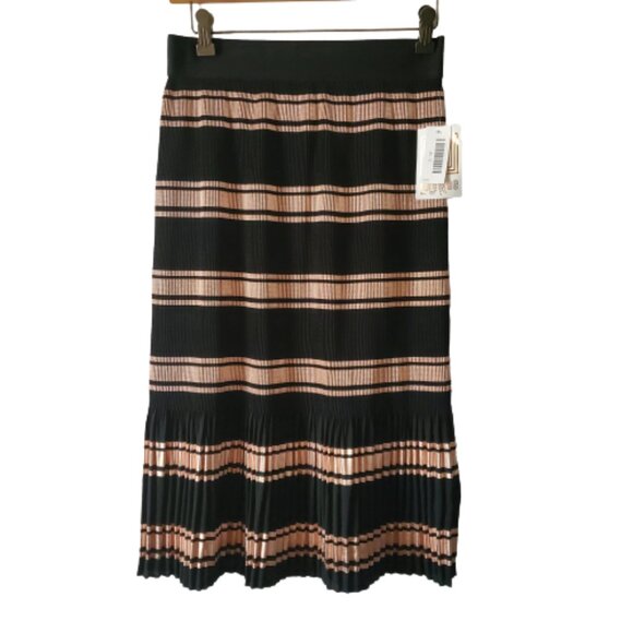Lularoe Women's Rose Gold/Black Striped Accordion-Pleated Jill Skirt Small NWT - Picture 2 of 12